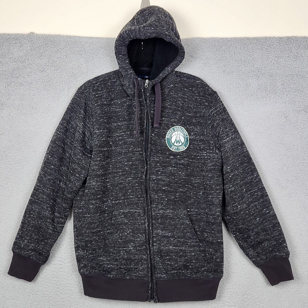 MILWAUKEE BUCKS Hoodie Mens Large Gray Heathered Full Zip Activewear GIII NBA
